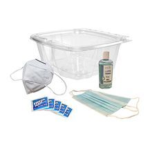 Personal Care Kit: Helping to protect you when returning to work or venturing out in public. Kit includes: disposable masks, KN95 mask, hand sanitizer and antiseptic wipes.