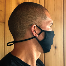 Necklace-style Face Mask; Adjustable, Reusable, Light-weight, Black, 2-Ply, CDC Recommended, Sold by the each