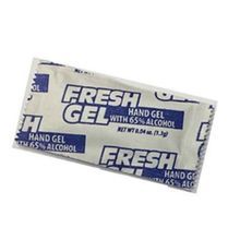 Hand Sanitizing Gel Pouch, 65% Alcohol, .04 oz per pouch, 400 pouches per case