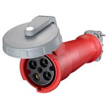 Wiring Device-Kellems HBL4100C7W 3-Phase Watertight Pin and Sleeve Connector, 480 VAC, 100 A, 3 Poles, 4 Wires, Red