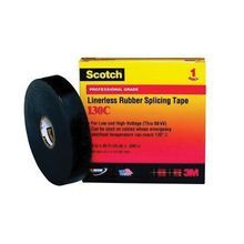 Scotch® 540074-17538 130C Linerless Premium Professional Grade Round Splicing Tape, 30 ft L x 1 in W x 30 mil THK, EPR, Rubber Resin Adhesive, Ethylene Rubber Backing, Black