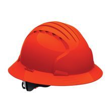 PIP® Evolution® Deluxe 6161 280-EV6161-OR Full Brim Non-Vented Hard Hat, SZ 6-5/8 Fits Mini Hat, SZ 8 Fits Max Hat, HDPE Shell, 6-Point Polyester Suspension, ANSI Electrical Class Rating: Class E, ANSI Impact Rating: ANSI Z89.1-2009 Type I