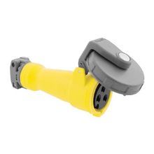 Wiring Device-Kellems HBL330C4W Female Heavy Duty Insulated Standard Watertight Pin and Sleeve Connector, 125 VAC, 30 A, 2 Poles, 3 Wires, Yellow