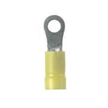 Panduit® Pan-Term® PV10-14R-L PV-R Insulated Ring Terminal, 12 to 10 AWG Conductor, 1.23 in L, Brazed Seam Barrel, Copper, Yellow