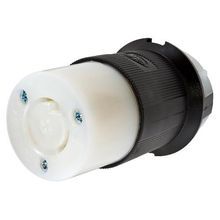 Wiring Device-Kellems Twist-Lock® Insulgrip® HBL2323 Grounding Heavy Duty Locking Connector, 250 VAC, 20 A, 2 Pole, 3 Wires, Black/White