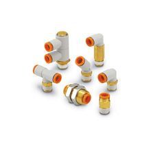 SMC® KQ2V09-35AS KQ2 Universal One Touch Fitting, 5/16 in x 1/4 in NPT Nominal, Push-In x NPT End Style, Brass