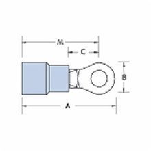 Sta-Kon® RC10-10 RC Series Insulated Ring Terminal, 12 to 10 AWG Conductor, 1 in L, Brazed/Overlapped Seam Barrel, Copper, Yellow