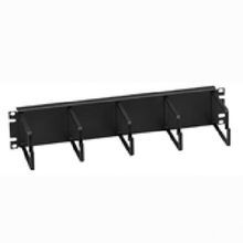 Leviton® 49253-BCM Flat Horizontal Cable Manager With 4 in Metal Ring, 19 in W x 4-1/2 in D, 2 Rack Unit, Steel