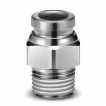 SMC® KQG2H13-N04S One-Touch Pneumatic Connector With Sealant, Connector, 1/2 in, Tube x MNPT End Style, 316 Stainless Steel