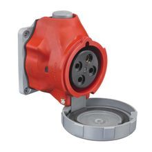 Wiring Device-Kellems HBLS430R7W Advantage™ HBL Heavy Duty Switch Rated Pin and Sleeve Receptacle, 480 VAC, 30 A, 3 Poles, 4 Wires, Red