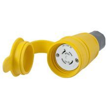 Wiring Device-Kellems Twist-Lock® Elastogrip® HBL27W75 3-Phase Female Isolated Grounding Standard Sized Water/Dust-Tight Locking Connector, 250 Delta VAC, 20 A, 3 Pole, 4 Wires, Yellow