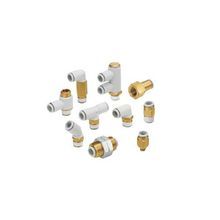 SMC® KQ2F06-01A KQ2 Metric Size Connector One Touch Fitting, 6 mm x R-1/8 Nominal, Push-In End Style, Brass