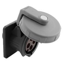 Wiring Device-Kellems HBL460R5W Grounding Single Flanged Watertight Pin and Sleeve Receptacle, 600 VAC, 60 A, 3 Poles, 4 Wires, Black