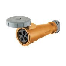 Wiring Device-Kellems HBL420C12W Female Grounding Heavy Duty Standard Watertight Pin and Sleeve Connector, 125/250 VAC, 20 A, 3 Poles, 4 Wires, Orange