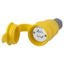 Wiring Device-Kellems Twist-Lock® Elastogrip® HBL27W76 3-Phase Female Isolated Grounding Standard Sized Water/Dust-Tight Locking Connector, 480 Delta VAC, 20 A, 3 Pole, 4 Wires, Yellow
