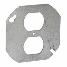 RACO® 731 Flat Octagon Cover, 4 in Dia, 0.063 in L x 3.63 in W x 1/8 in D, Steel, Flat/Duplex Receptacle Cover