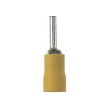 Panduit® Pan-Term® PV10-P55-LYY Brazed Barrel Funnel Entry Pin Terminal, 12 to 10 AWG Conductor, 0.1 in Pin Diameter, 0.55 in Pin Length, Vinyl Insulation, Yellow
