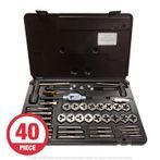 Viking #50130 Hi-Carbon Tap & Hex Die Set, UNC-UNF (40 Piece)