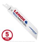 Lenox Lazer 6108R Heavy Duty 6" x 8 TPI Recip Saw Blade For Metal, 5-Pack