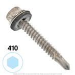 #14 x 1-1/2" Stainless Steel Hex Head Tek Screw with EPDM Sealing Washer 410 SS