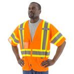 Hi-Viz Mesh Safety Vest, DOT Striping, ANSI Class 3, Orange, 3XL