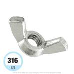 1/4"-20 Stainless Steel Wing Nut 316