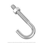 1/2"-13 x 6" Overall Length J-Bolt with Nut - 10 per Box
