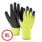 Thermal Palm Dipped Lined Grip Glove, Yellow, XL - 12 Pairs Per Bag