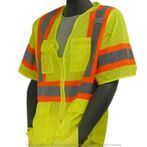 Hi-Viz Mesh Safety Vest, DOT Striping, ANSI Class 3, Yellow, XL