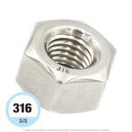 3/8"-16 Stainless Steel Heavy Hex Nut 316