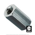 1/2"-13 x 3/8"-16 x 1-1/4" Overall Length Zinc Plated Reduced Coupling Nut - 25 per Box