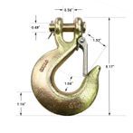 3/8" Alloy G70 Clevis Slip Hook with Latch Yellow Zinc
