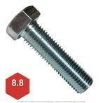 M10-1.5 x 35mm Zinc Plated Hex Head Cap Screw DIN 933 Class 8.8