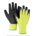 Thermal Palm Dipped Lined Grip Glove, Yellow, 2XL - 12 Pairs Per Bag