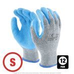 Latex Blue Palm Cotton-Poly Shell Small - 12 Pairs Per Bag