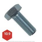 M12-1.25 x 30mm Zinc Plated Hex Head Cap Screw DIN 933 Class 10.9