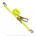 Ratchet Tie Down With Metal Finger Hooks, 2" width x 27 ft.