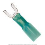 Heat Shrink Spade Terminal Blue 16-14 AWG, #8 Stud - 50 Pack