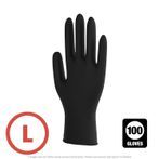 6.0 MIL Black Nitrile Disposable Gloves, Large, Powder Free - 100 per Box