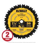 DeWalt 7-1/4" x 24 Tooth Circular Saw Blade - 2 per Pack