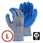 Cotton Knit Rubber Palm Glove Large - 12 Pairs Per Bag