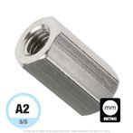 M8-1.25 x 22mm Overall Length Stainless Steel Coupling Nut A2