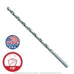 5/8” Longboy 12” OAL Extra Length HSS Drill Bit, 118°