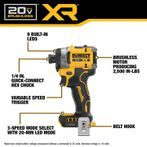 Dewalt 20V MAX XR 2-Tool 1/2" Hammer Drill And High Torque 1/4" Impact Driver 4.0Ah Combo Kit