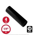 1/4" x 12" Flexible Dual Wall Adhesive-Lined Black Heat Shrink Tubing - Pack of 4