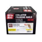 3-1/4" long 21° Plastic Collated Strip Nails Bright Finish 4,000 per Box