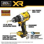 DeWalt 20V MAX XR Brushless Cordless 1/2" Drill/Driver - Bare Tool