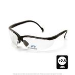 V2 Readers Clear +2.5 Lens/Black Frame Safety Glasses
