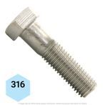 3/8"-16 x 2-1/4" Stainless Steel Hex Head Cap Screw 316