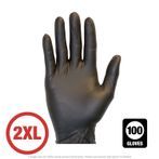 6.0 MIL Black Nitrile Disposable Gloves, 2XL, Powder Free - 100 per Box